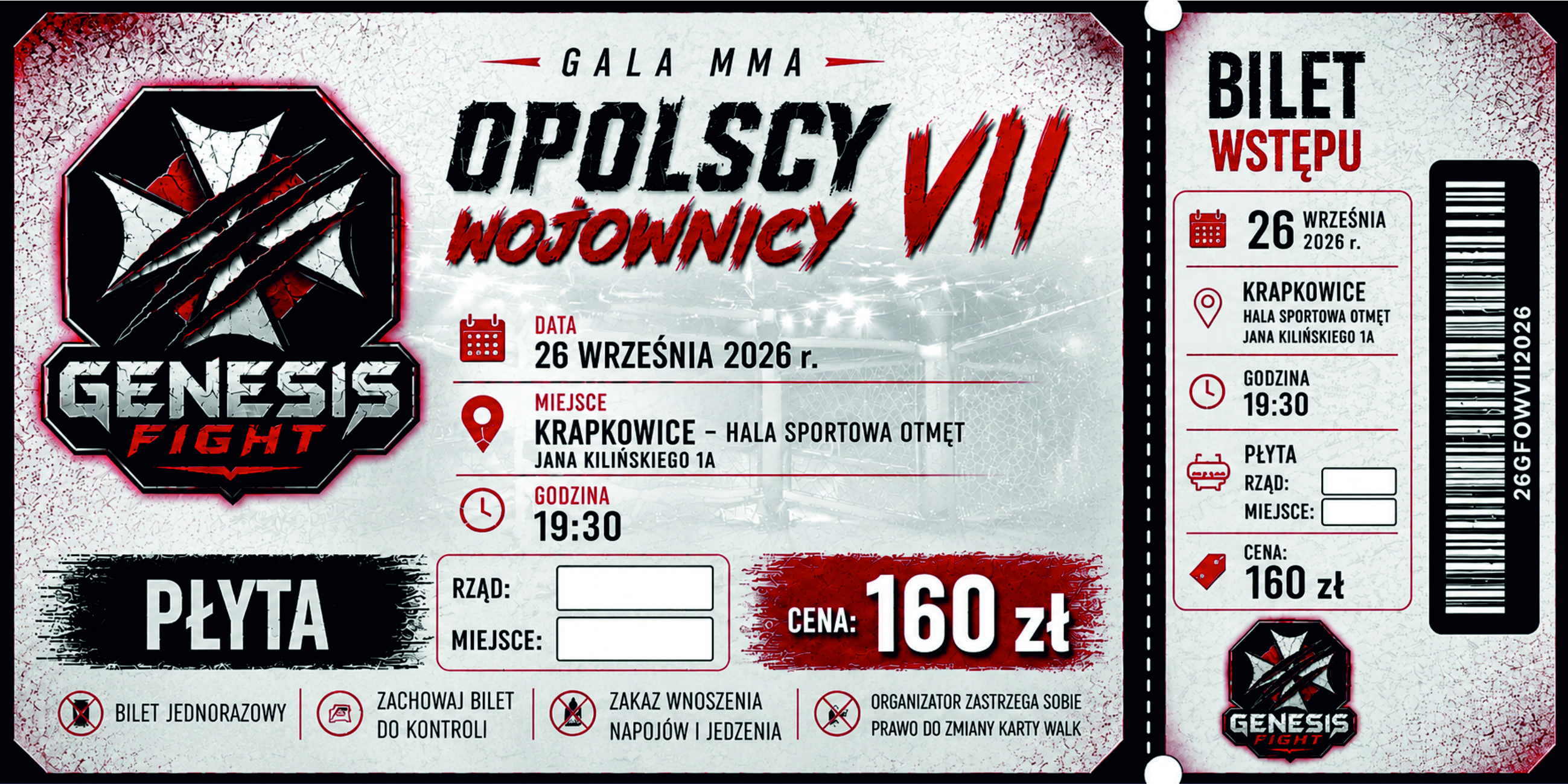 Bilet na płytę na galę Genesis Fight