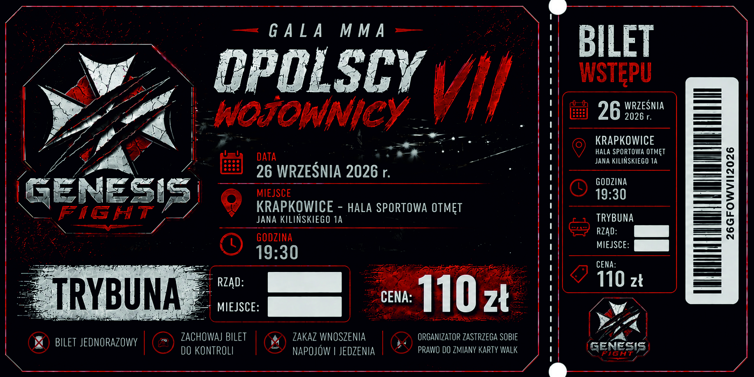 Bilet na trybunę na galę Genesis Fight